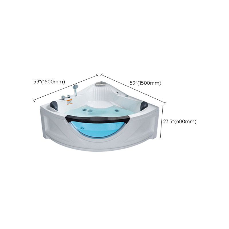 Contemporary Acrylic Corner Bath Tub White Tub with Internal Drain