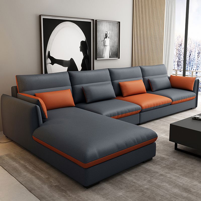 L-Shape 4-Seater Pillow Top Arm Removable Cushions Sectionals Sofas