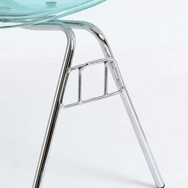 Stackable Armless Dining Chairs Solid Back Side Chairs with Metal Legs