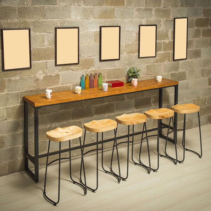 Industrial Bar Table Solid Wood Bar Height Rectangle Pub Table for Breakroom