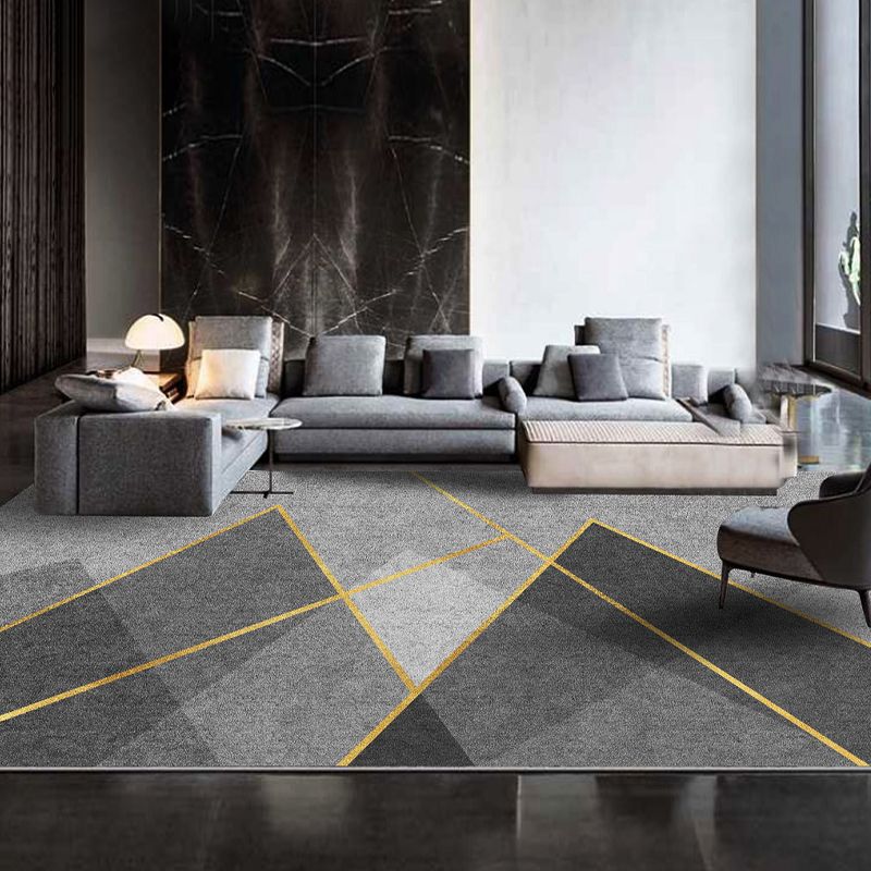 Calming Geometric Patterned Rug Multi Colored Synthetics Area Carpet Non-Slip Backing Easy Care Indoor Rug for Home