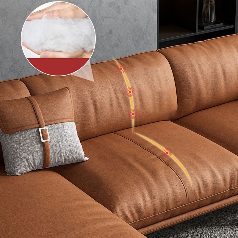 Tan Faux Leather Straight Arm Sofa/Sectional with Wear-Resisting and Stain-Resistant
