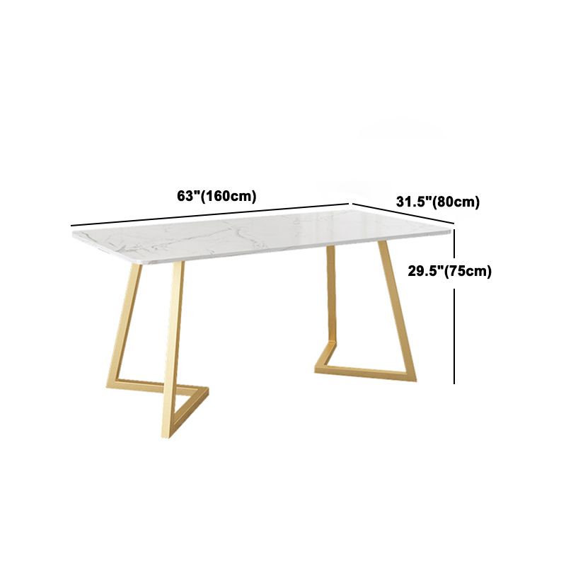 Glam Rectangle Dining Table Set 1/4/5 Pieces White Stone Top Dinette Set