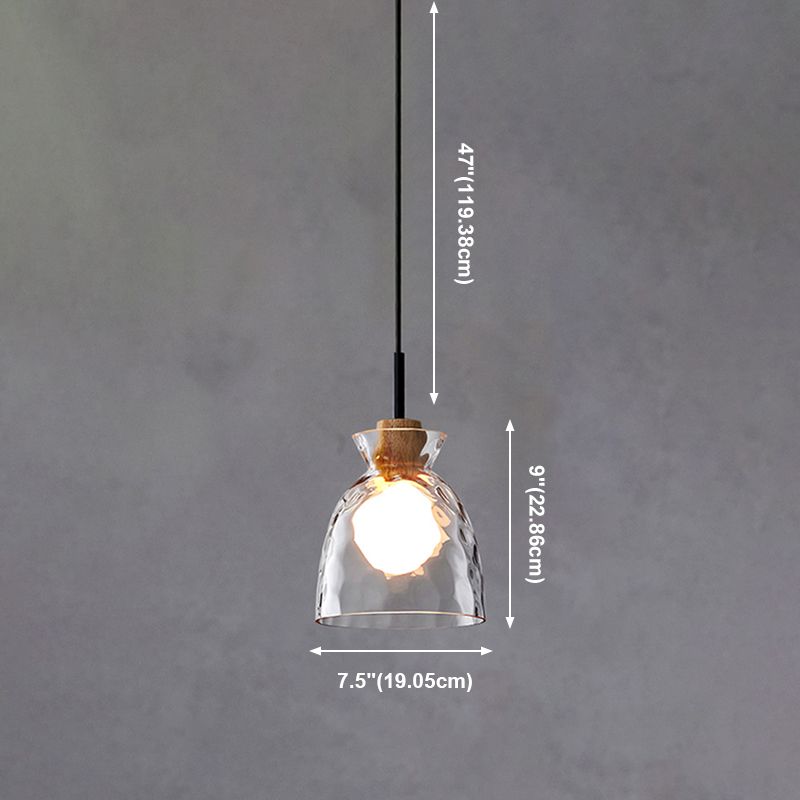 Lampe de suspension noire en verre d'ondulation dans un style artistique moderne en fer forgé