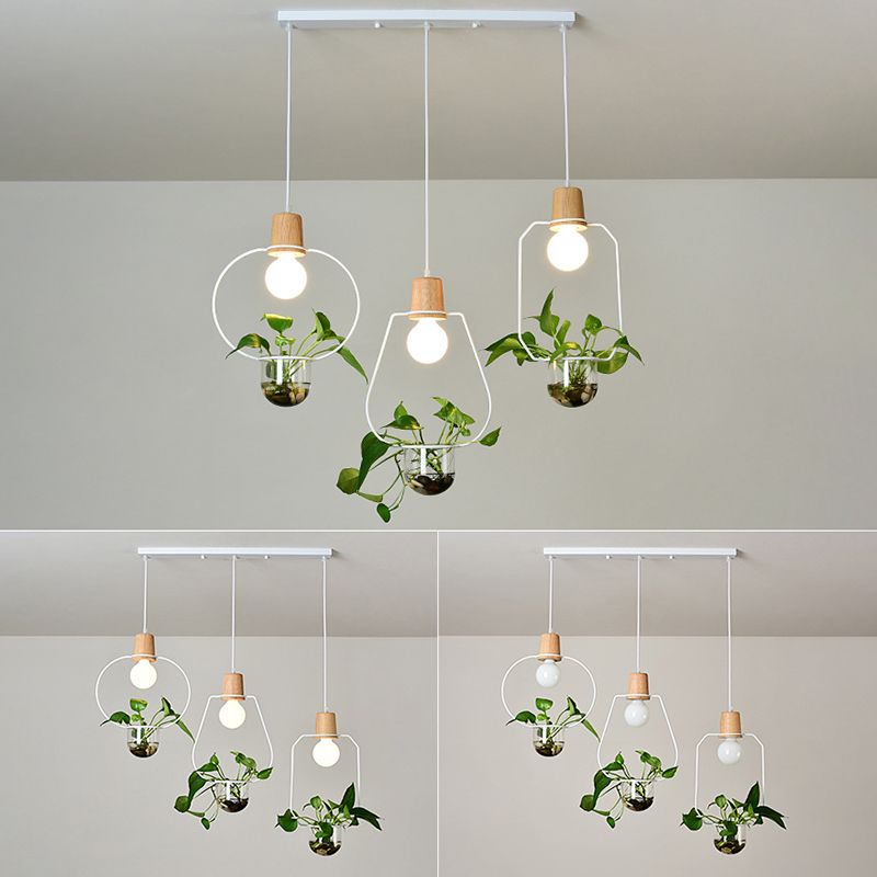 Metal Hanging Pendant Light Industrial Style Geometric Dinning Room Pendant Light Fixture