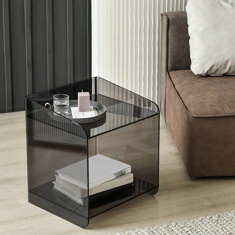Plastic Rectangular Side End Table 15.74" Wide Sled Sofa Side Accent Table