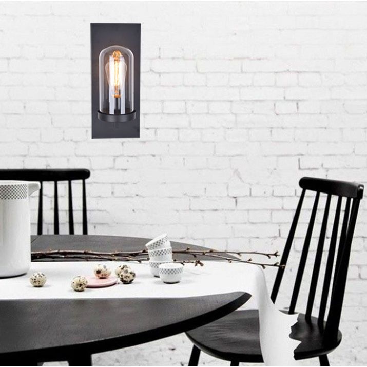 Industrial Metal Wall Mount Light 1 Head Bar Lamp with Glass Shade for Bedroom Living Room