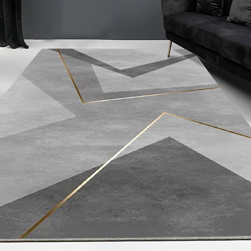 Geometric Area Rug Modern Contrast Panel Carpet Polyester Living Room Carpet with Non-Slip Backing