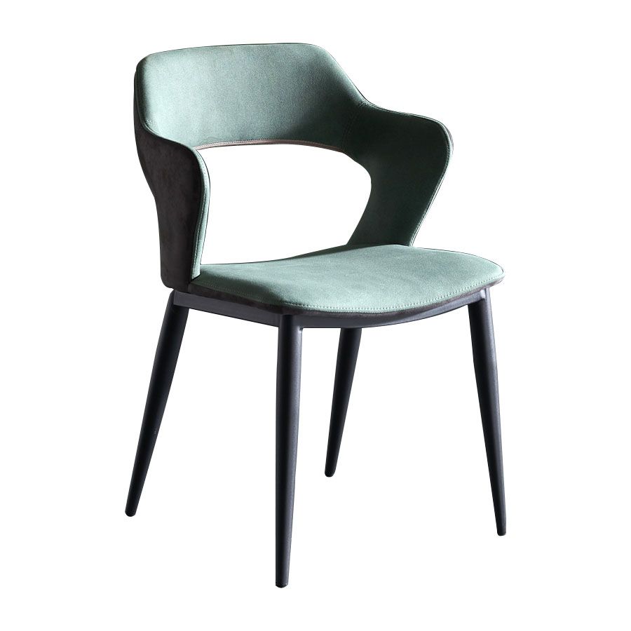 Contemporary Kitchen Chair Dining Open Back Arm Side Chairs with Metal Legs
