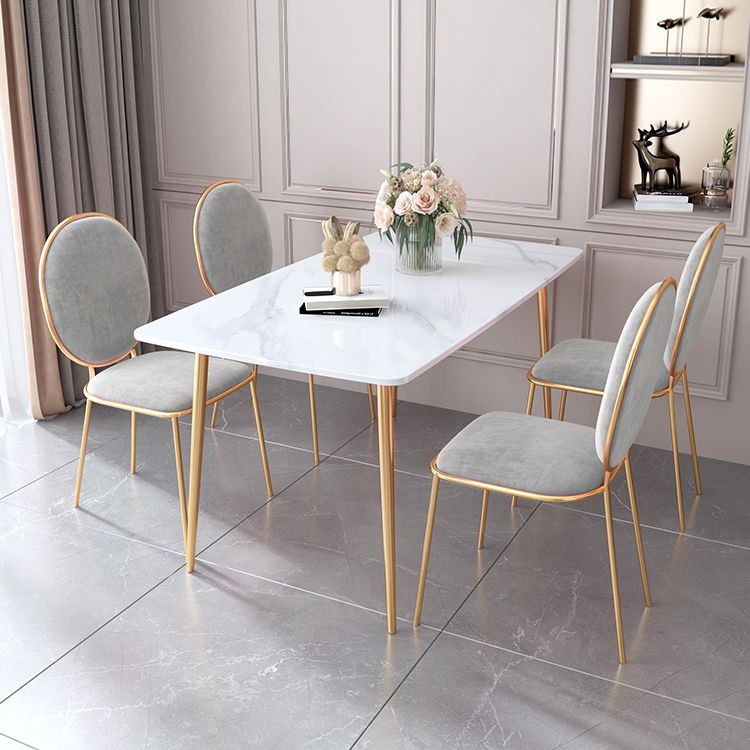 Scandinavian Style Sintered Stone Dining Table Set with Rectangle Table and Gold Legs Dining Set