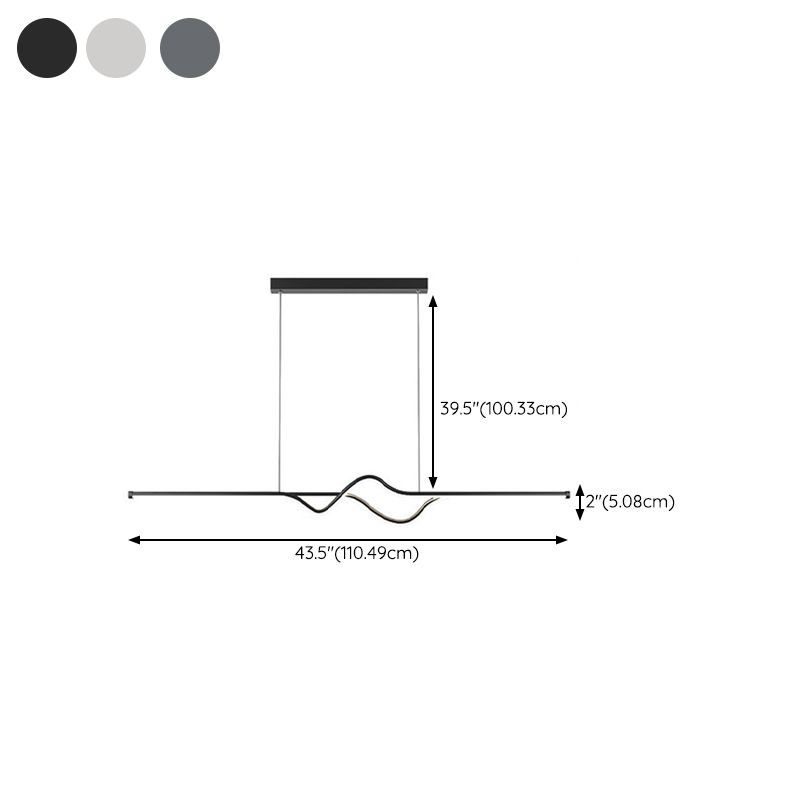 Linear Ceiling Pendant Minimalist Mental 1 Light Hanging Lamp