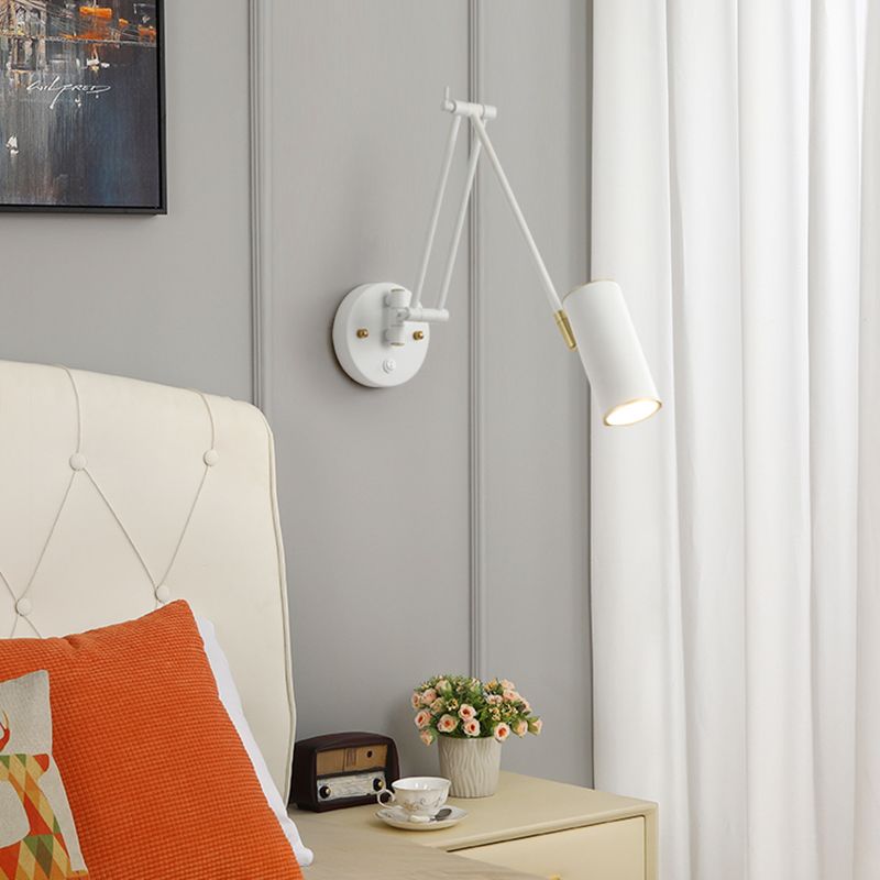1-Light Wall Sconces Light Fixtures Modern Style Swing Arm Metallic Sconce Wall Lighting