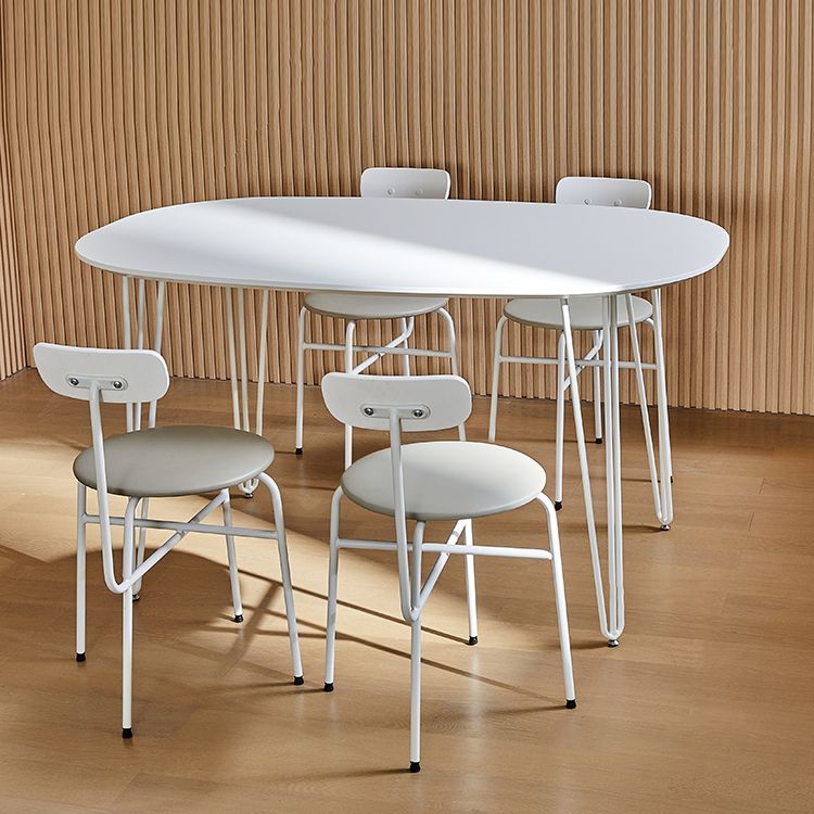 Sintered Stone Modern White Table for Restaurant Oval Dining Table with 4 Legs