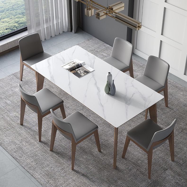 Glossy White Dining Table with Leather Chairs 1/2/4/5/7 Pieces Modern Dinette Set