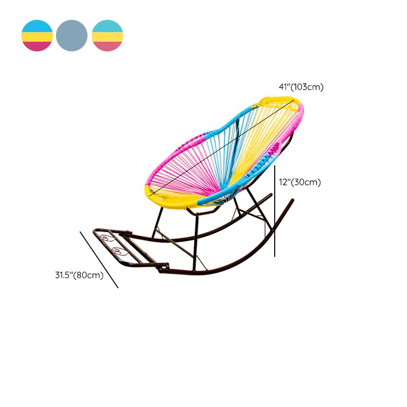 Contemporary Rocking Chair Rattan Metal Frame Wing Chair Back Indoor Rocking Chair