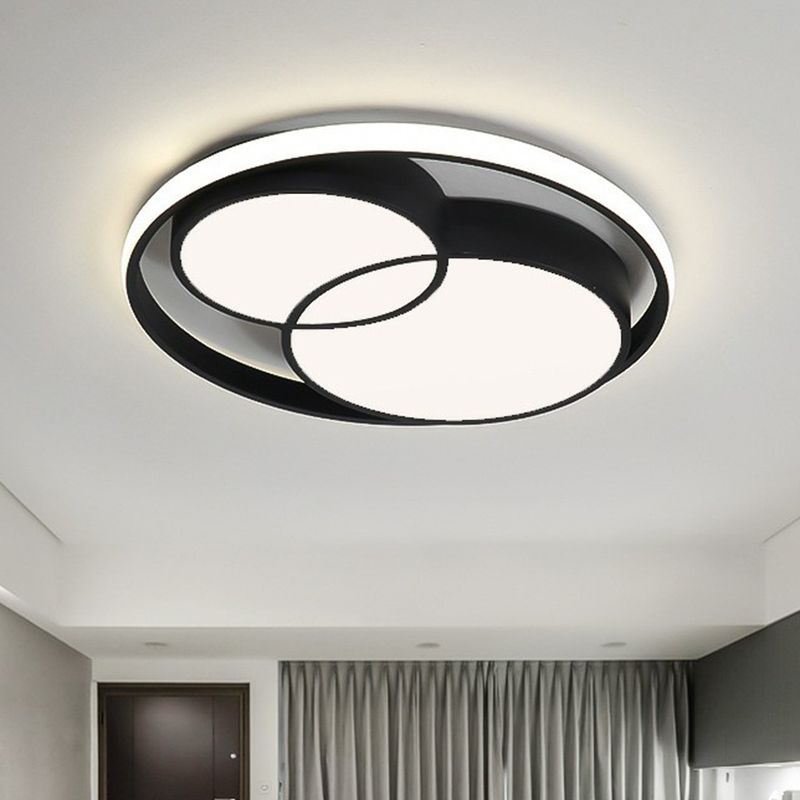Plafonnier LED rond en aluminium de Style nordique, plafonnier noir pour chambre à coucher