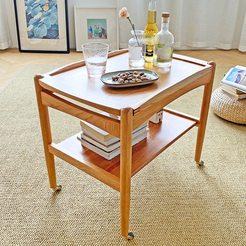 Modern Rectangular End Table Double Tier Corner Table with Storage