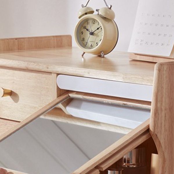 Scandinavian Dressing Table with Mirror and 4-Drawers Solid Wood