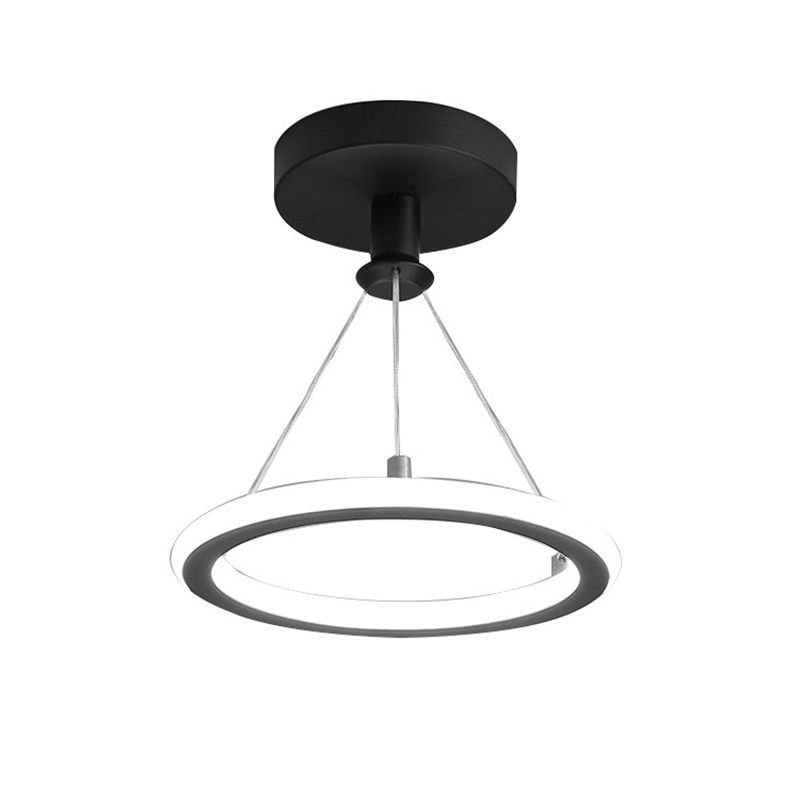 Circle Semi Flush Mount Light Metal Modern Flush Mount Ceiling Light Fixtures for Hallway