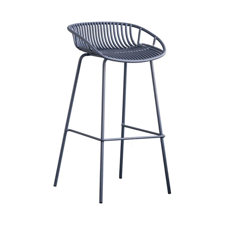 Contemporary Footrest Metal Barstool Matte Finish Restaurant Stool