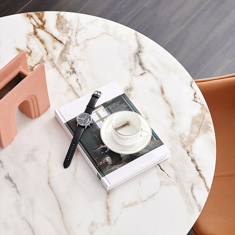 Tavolo da pranzo in pietra sinterizzato in stile moderno bianco tavolo da pranzo a base di tulipani rotondi