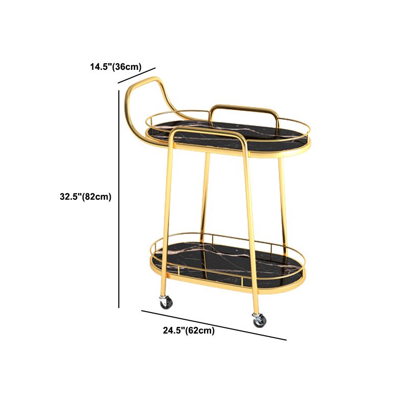 32.28" High Rolling Modern Style Prep Table Stone Prep Table for Dining Room