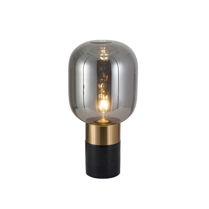 Capsule Night Stand Light Lampada da comodino per comodino ambra post-moderna in vetro singolo in nero/bianco