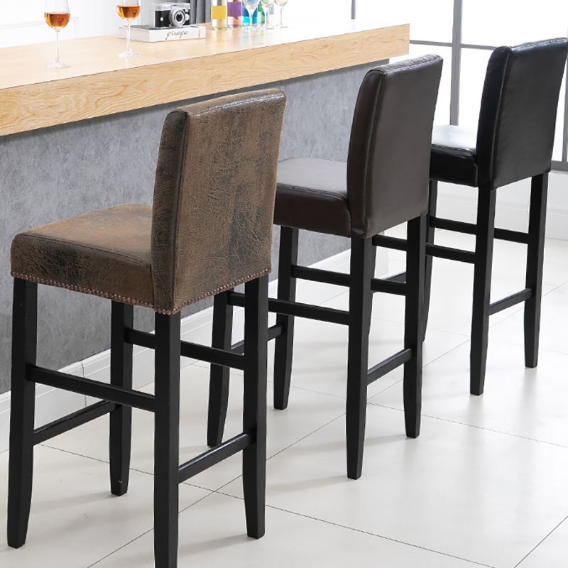 Contemporary Leather Solid Wood Barstool Bristol Bar Stool with Low Back