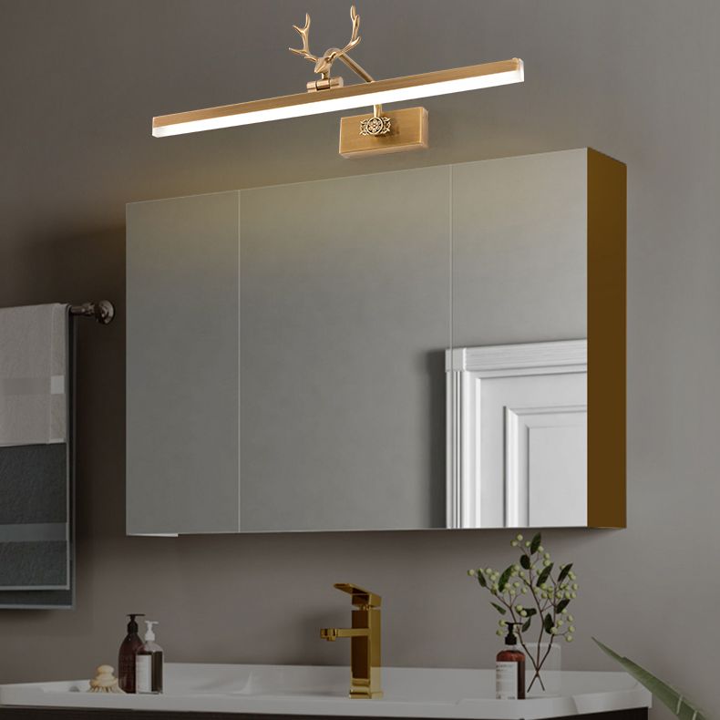 Mid-Century Vintage Style Strip Wall Mounted Vanity Lights Copper Flush Mount Wall Sconce for Bathroom