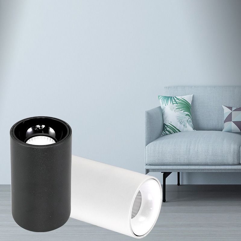 Lámpara de techo LED con forma de cilindro, montaje empotrado de 1 luz de aluminio moderno para dormitorio