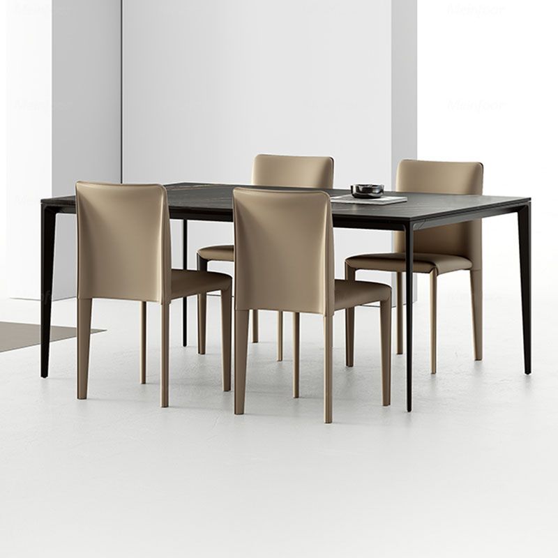 Designer Style Armless Chair Parsons Back Leather Chair for Restaurant