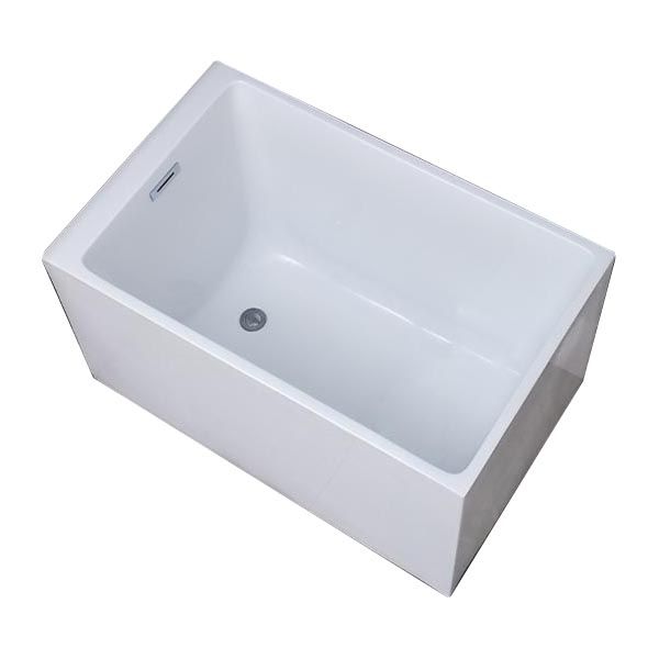 White Acrylic Alcove Bath Tub Rectangular 25" H Bathtub for Home (Without Faucet)