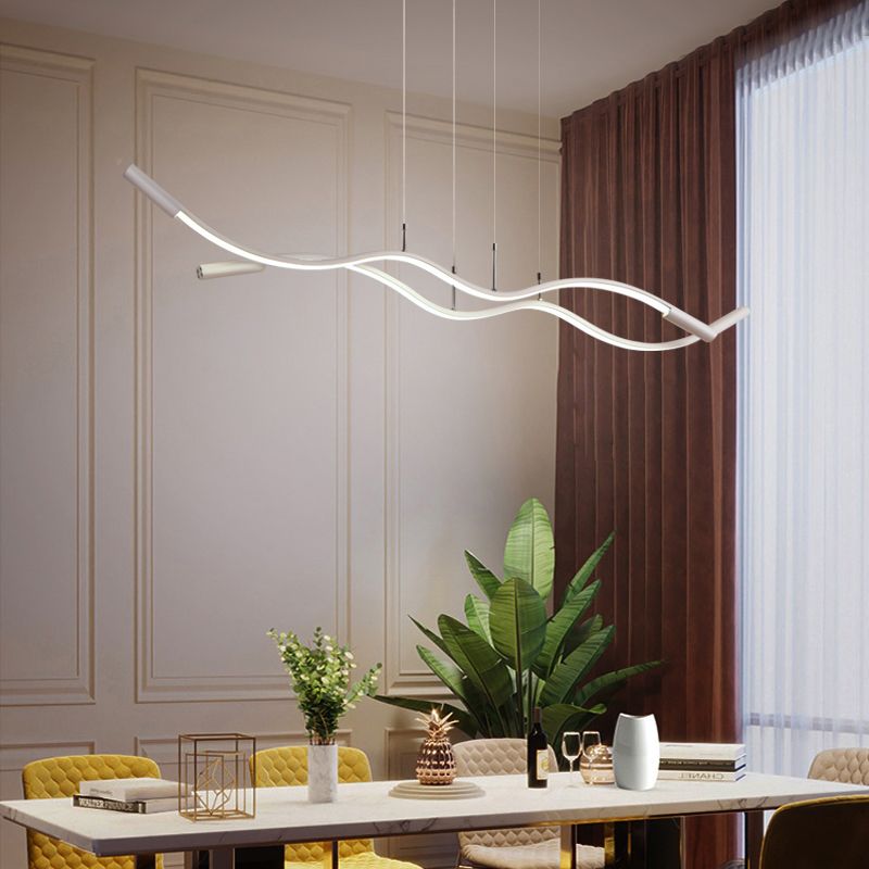 Minimalism Wave Shaped Pendant Lamp Aluminum Dining Room Island Lighting Fixture