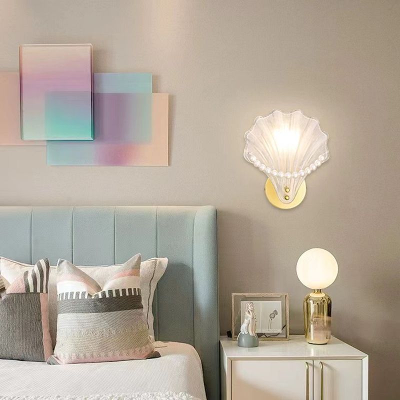 Golden Finish Single Contemporary Wall Mounted Sconce Glass Wall Light