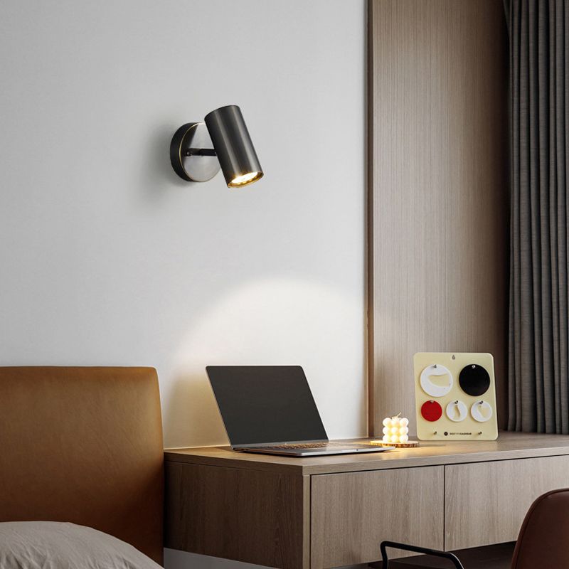 1 Light Wall Mount Lighting Modern Metal Wall Mounted Lamps in Black for Living Room