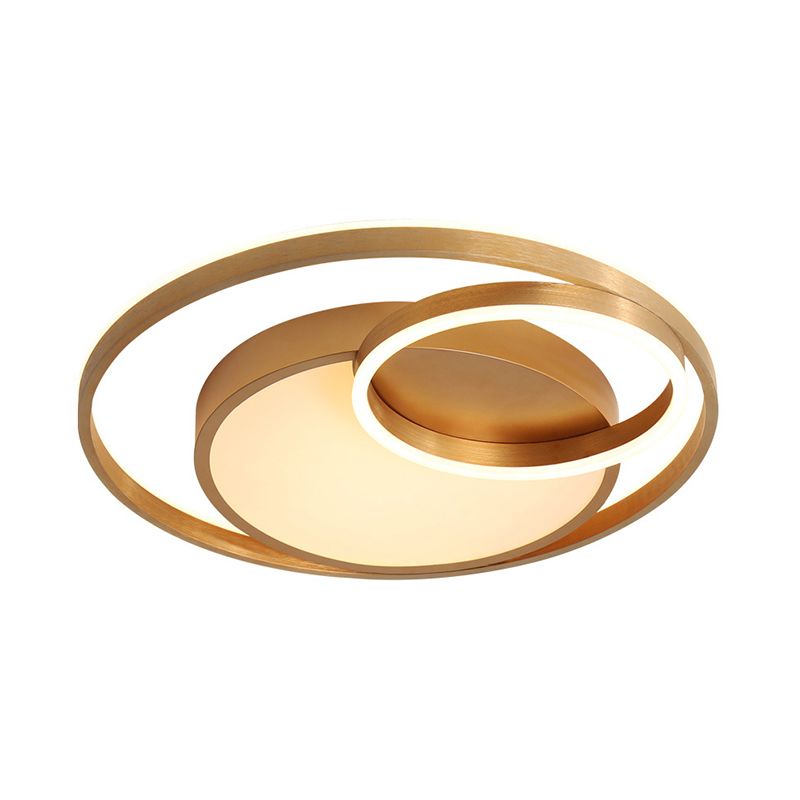 16"/23.5" Wide Circle Acrylic Ceiling Lamp Postmodern Gold LED Flush Mount Light Fixture, Warm Light/White Light/Remote Control Stepless Dimming