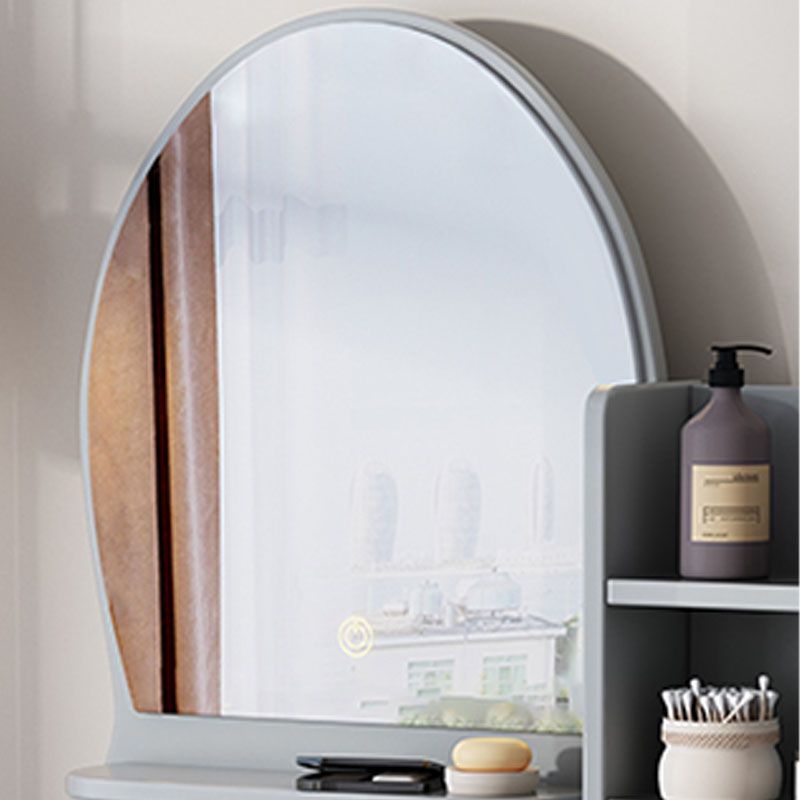 Mirror Table Dressing Table Solid Wood Make-up Vanity with 2-Drawers