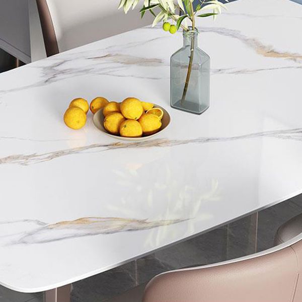 Contemporary Style 1/2/5/7 Pieces Dining Chairs Set Stone Rectangle Furniture in White