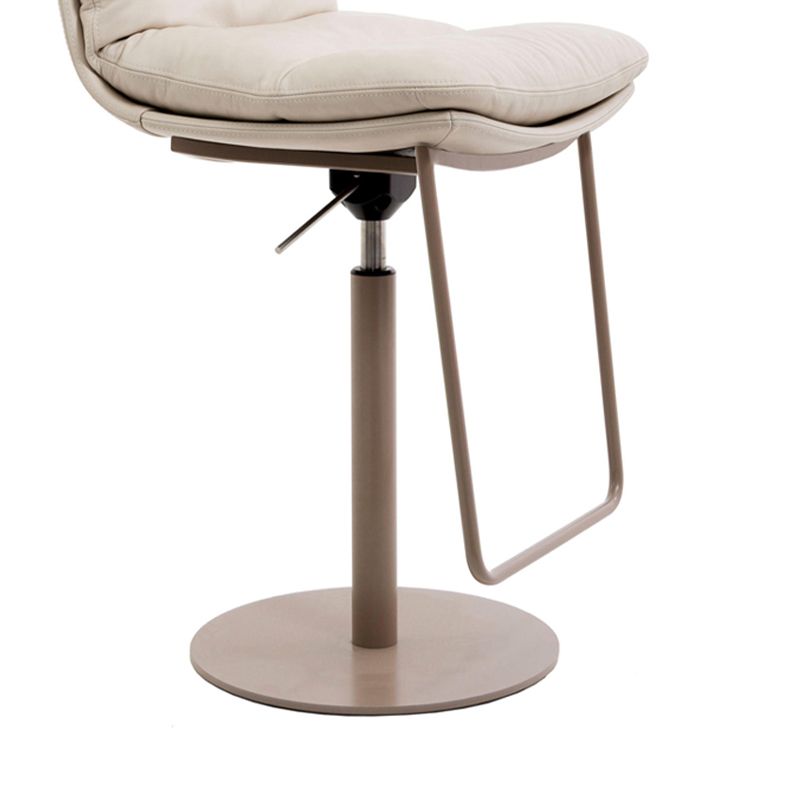 White Adjustable Height Bar Stools Industrial Faux Leather Stools