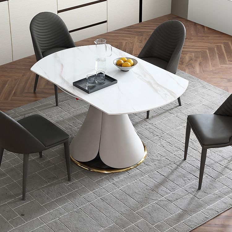 Glam 1/4/5/7 Pieces Scalable Dinette Set with White Sintered Stone Round Dining Table Set