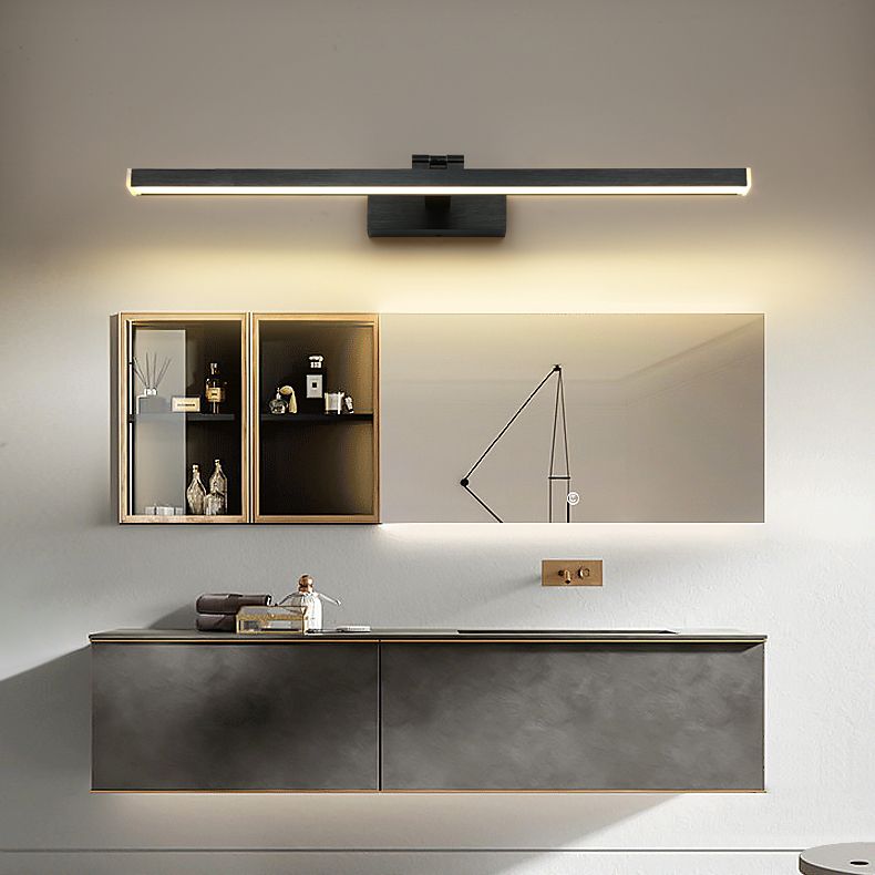 Black Mirror Front Light Modern LED Vanity Light with Plastic Shade for Bathroom