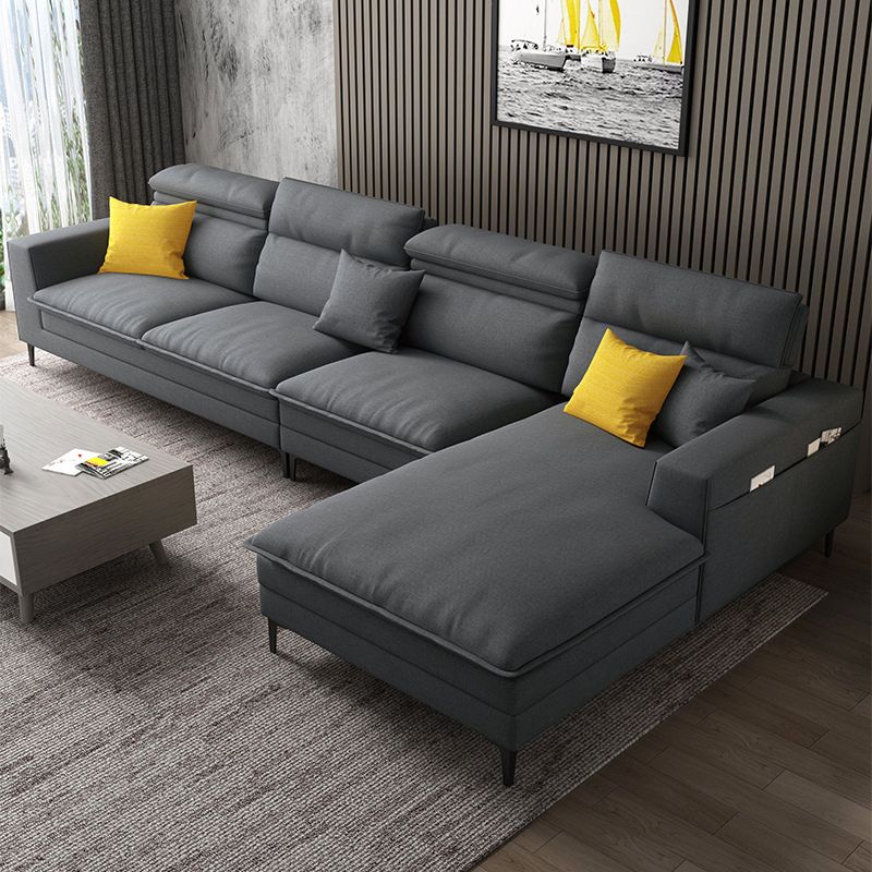 Linen Contemporary Cushions Sofa & Chaise Cushion Back Square Arm Sofa