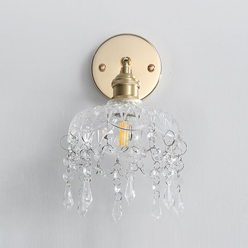 Postmodern Minimalist Golden Wall Light Sconce with Crystal for Washroom
