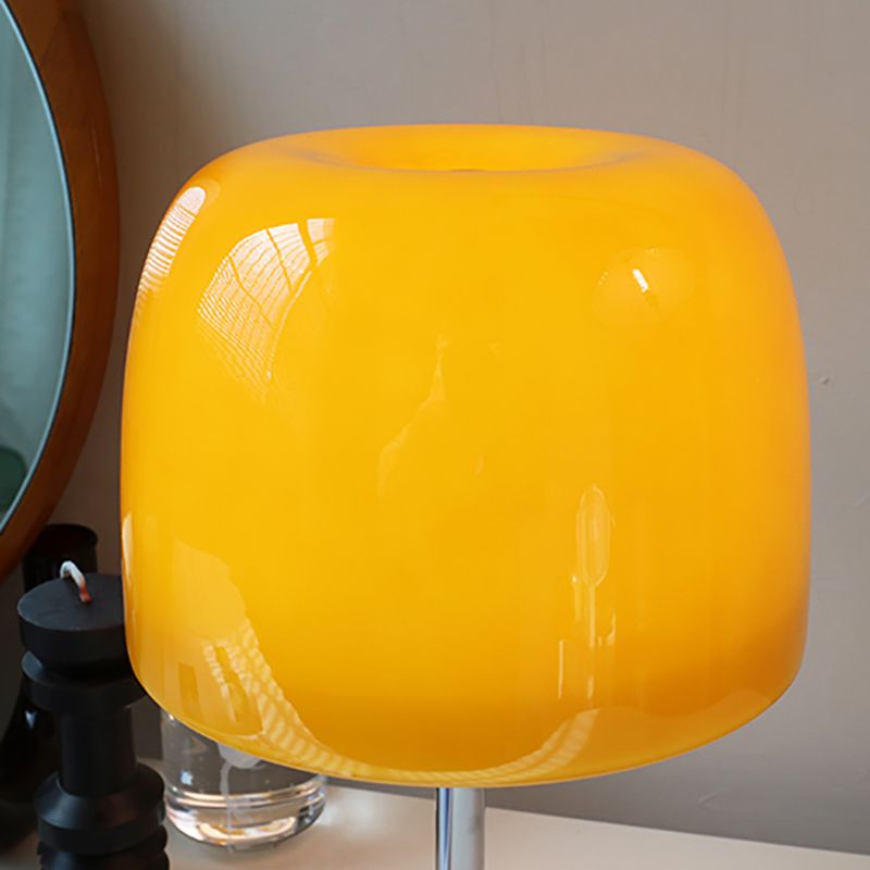 Lampade da tavolo da tamburo di tamburo in vetro contemporaneo 1 lampada da comodino leggero per camera da letto