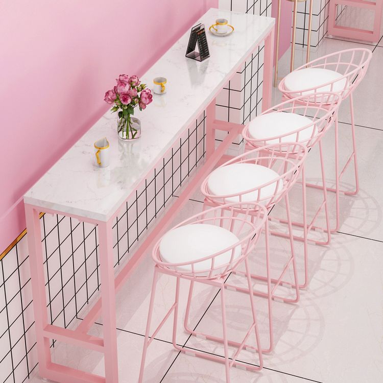 Cafe and Break-room Modern Pub/Bar Table Rectangle Footrest Pink Bar Height Pub Table