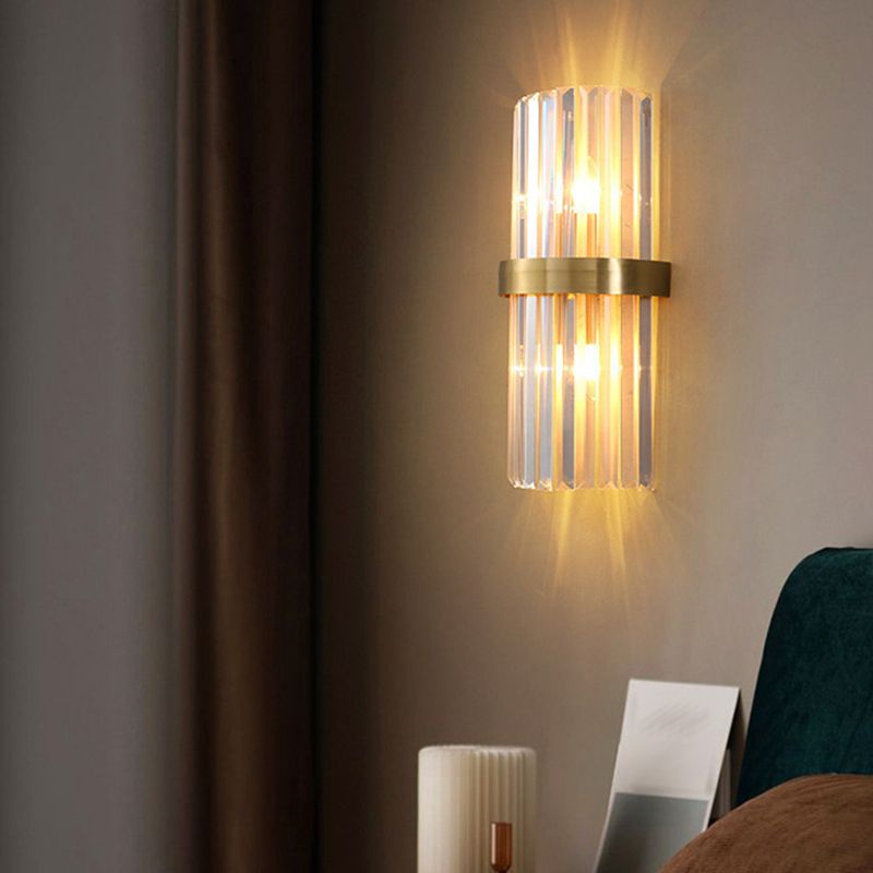 Modern Crystal Wall Light Geometric Gold 18" Wide Wall Sconce for Living Room