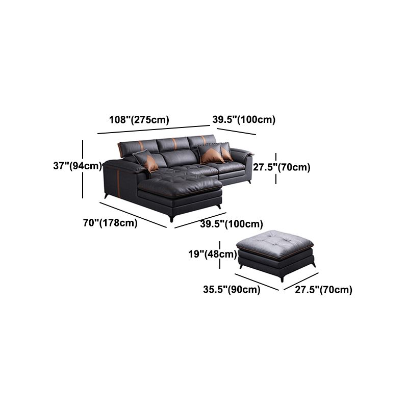 Pillow Top Arm Sectional Sofa 37.4"High Fabric Adjustable Cushion Back Sofa