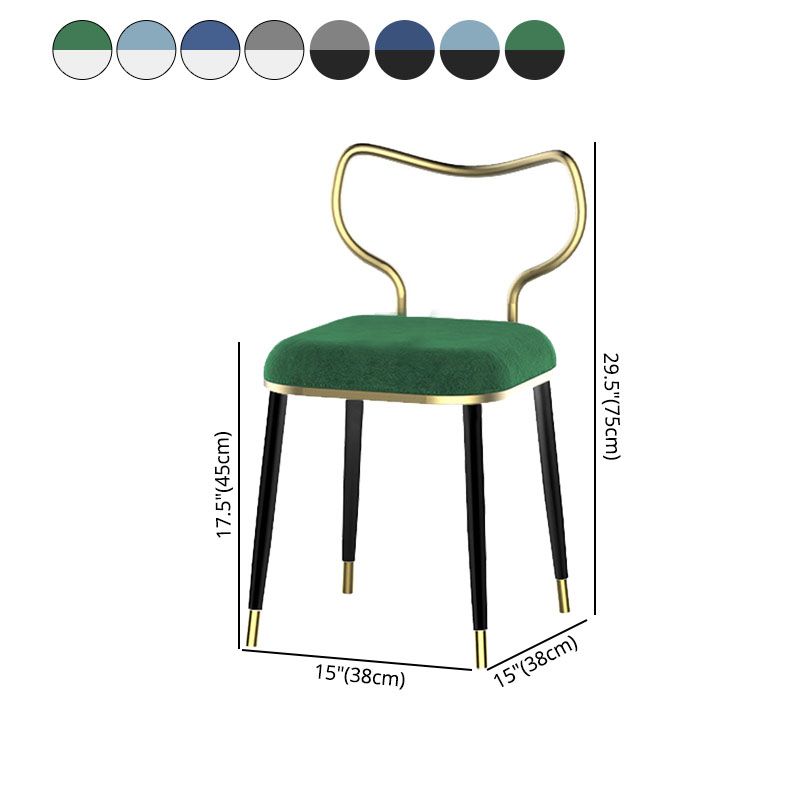 Glam Velvet Armless Dining Chairs Open Back Dining Side Chair for Home Use