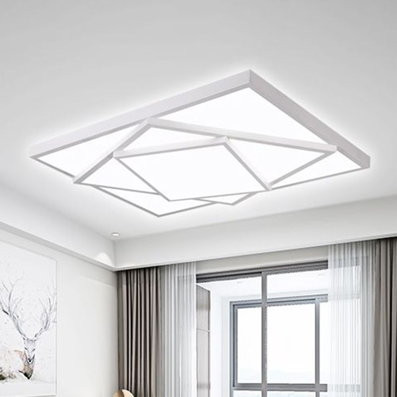 Plafonnier rectangulaire/carré noir/blanc à LED en métal moderne pour salon, 40,6 cm/49,5 cm/63,5 cm de large