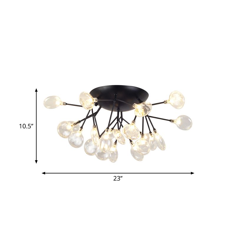 Leaves Clear Glass Flush Mount Lamp Modernist LED Black Ceiling Flush for Living Room